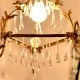 Vintage Italian Style Brass Enameled Chandelier with Clear Glass Teardrops